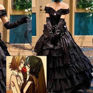 HANDMADE Alluring Secret Black Vow Hatsune Miku Cosplay Black Wedding Gown SMALL